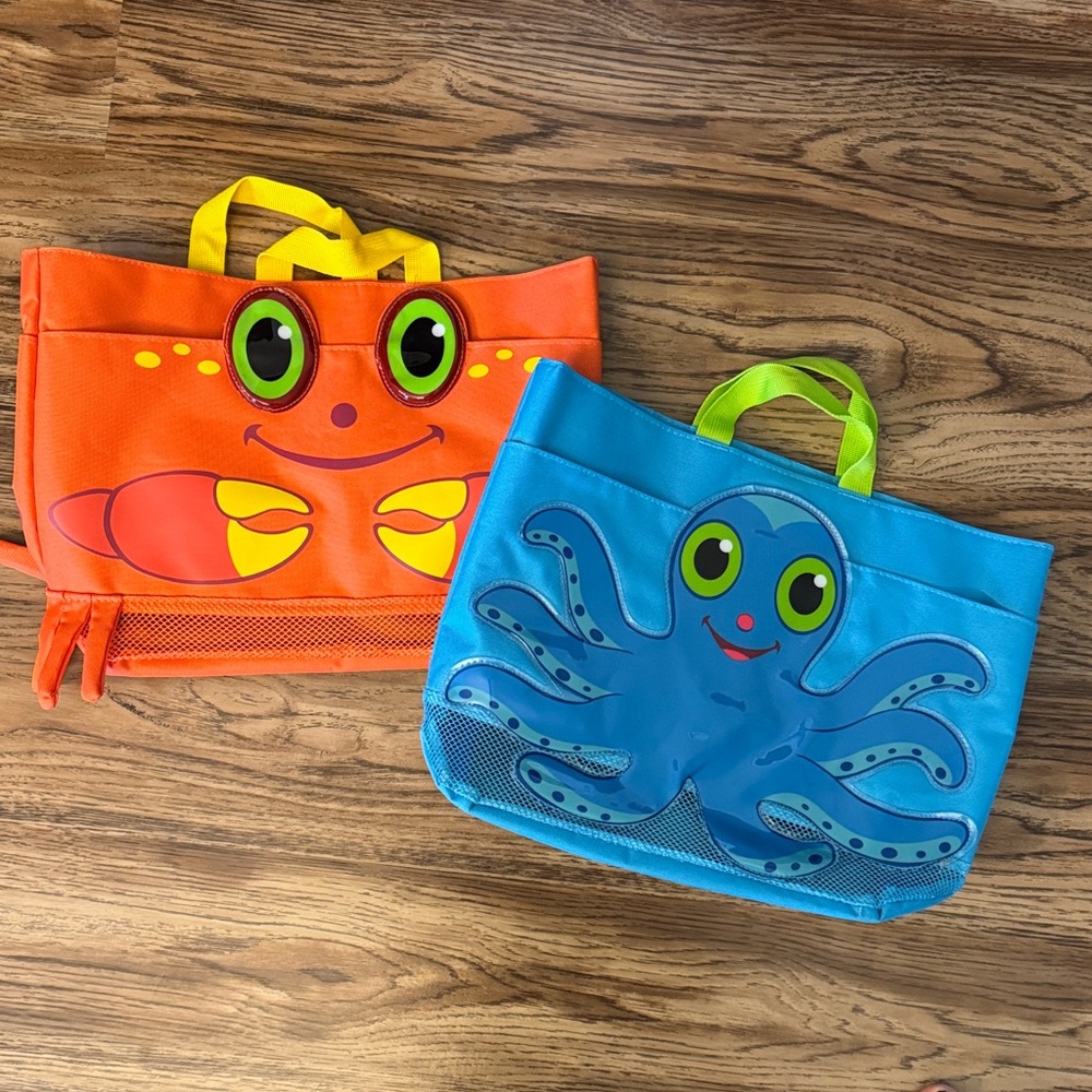 Melissa & Doug Ocean Friends Tote Bags - Orange and Blue